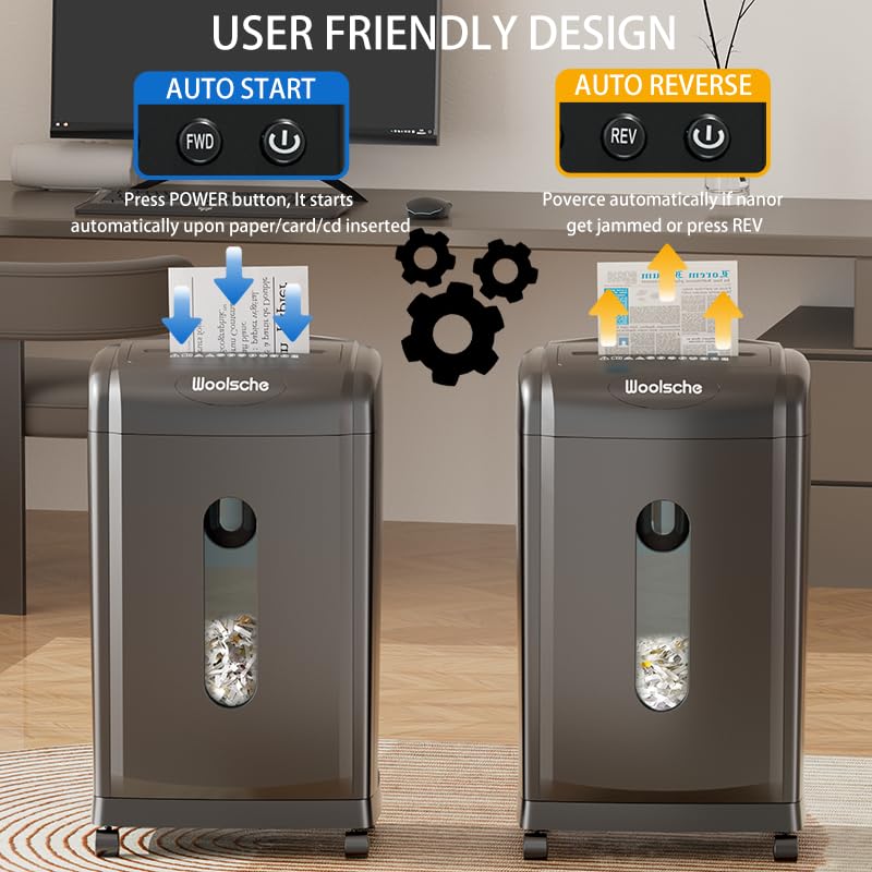 Brocle Paper Shredder, 18-Sheet Cross Cut,Designed to Shred Paper and Credit Card and CD, Built with 5.28-Gallon Pull Out Bin
