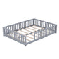 brocle Queen Size Floor Bed Frame for Kids with Door and Safety Guardrails