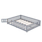 brocle Queen Size Floor Bed Frame for Kids with Door and Safety Guardrails