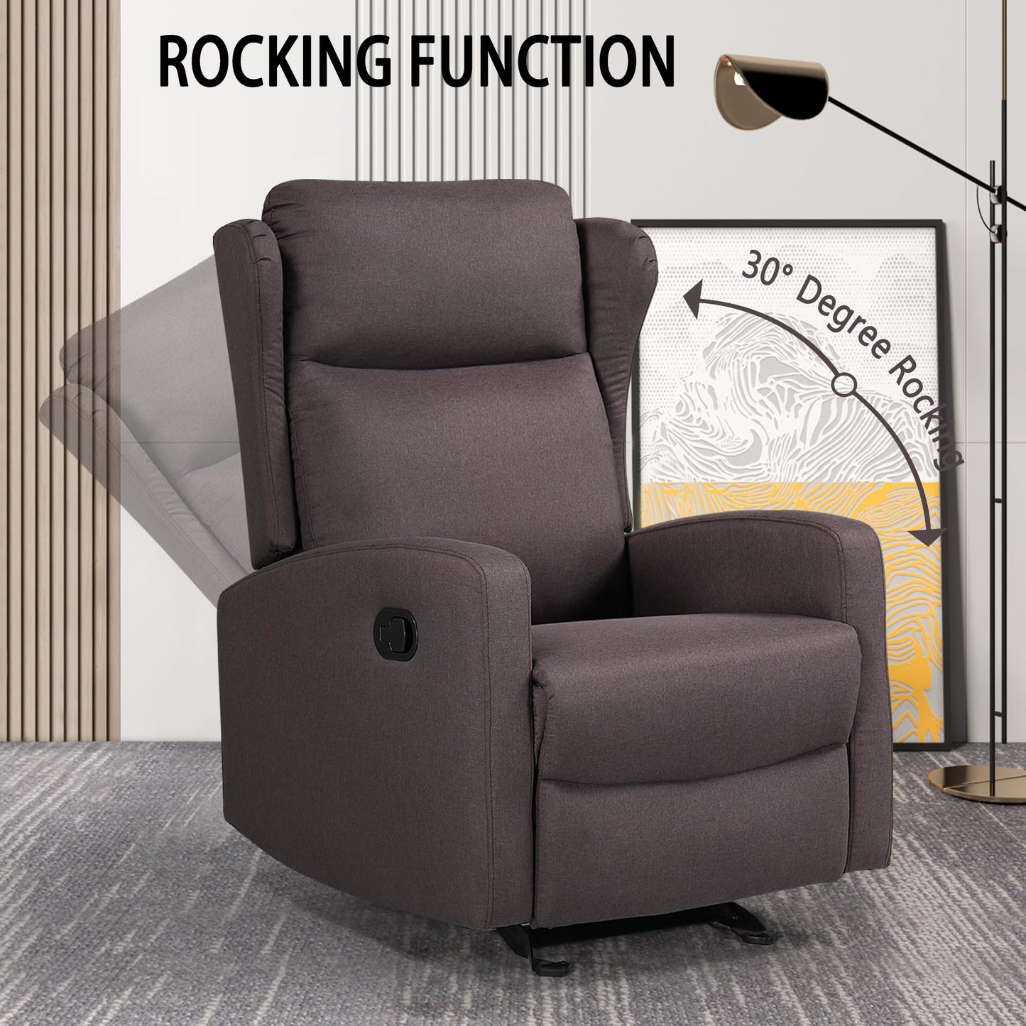 Mecor Recliner Chair for Living Room, Single Sofa Chair with Soft PU and PVC Leather, Modern recliners Chair with Adjustable Height and Lumbar Support for Office (Grey)