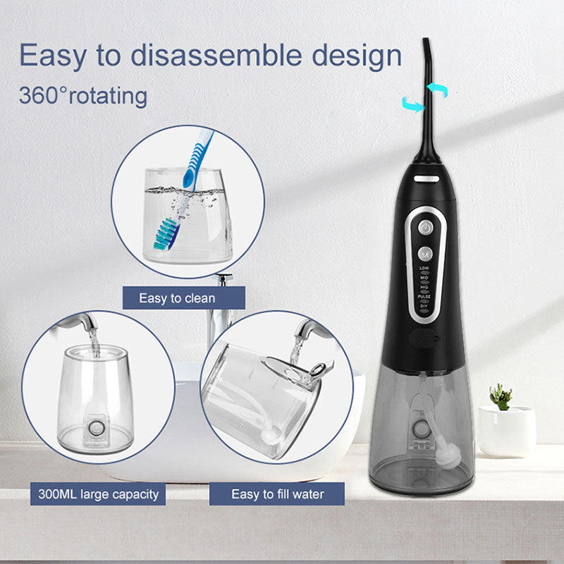 Brocle Waterpik Oral Irrigator Portable Dental Water Flosser with 300ml Water Tank